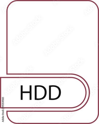 HDD File format icon black outline and light color