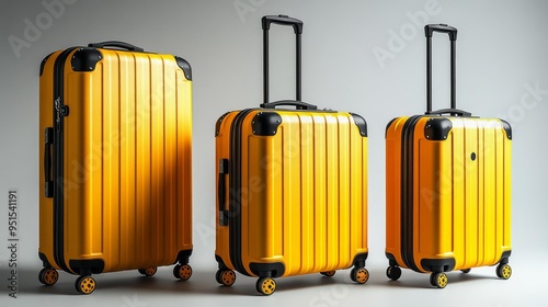 Wallpaper Mural Yellow Suitcase Trio Generative AI Torontodigital.ca