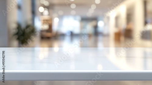 White Marble Tabletop with Blurred Background