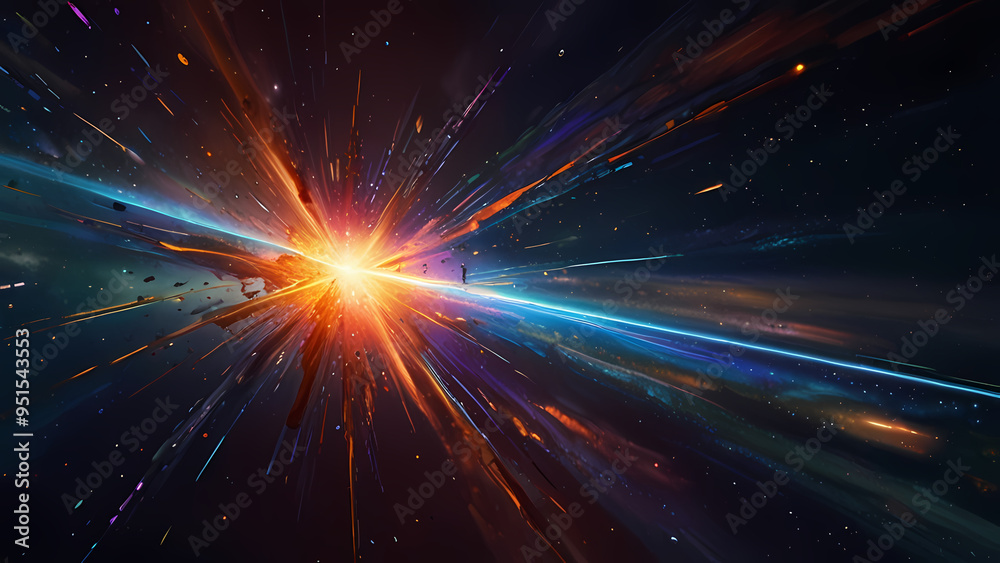 Fototapeta premium vibrant and abstract portrayal of a meteor explosion in the sky