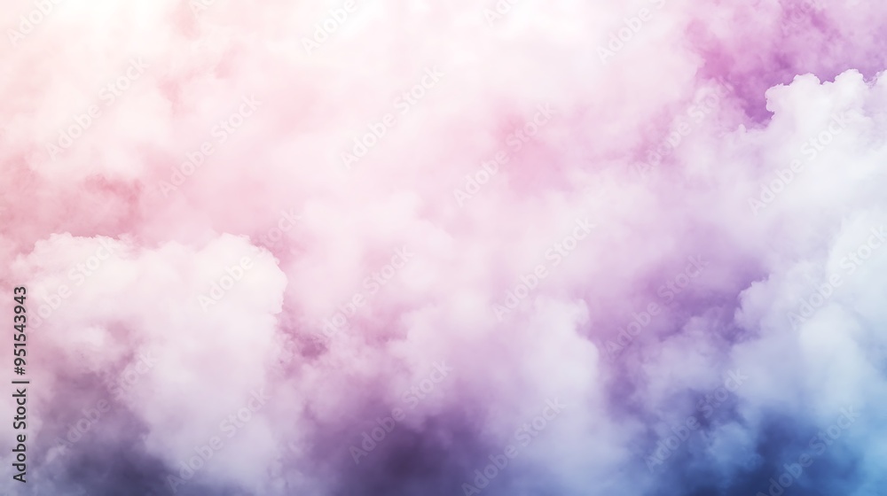 Fototapeta premium A soft pastel gradient background with light, airy clouds and a central space for text