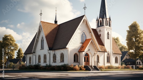 church in autumn 