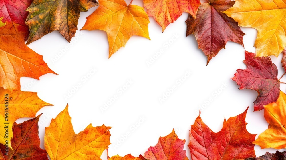 frame of colorful autumn leaves isolated on white background with generative ai frame of colorful autumn leaves isolated on white background with generative ai