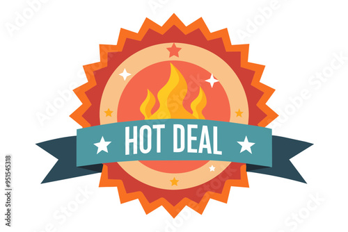 Hot deal badge vector artwork illustration