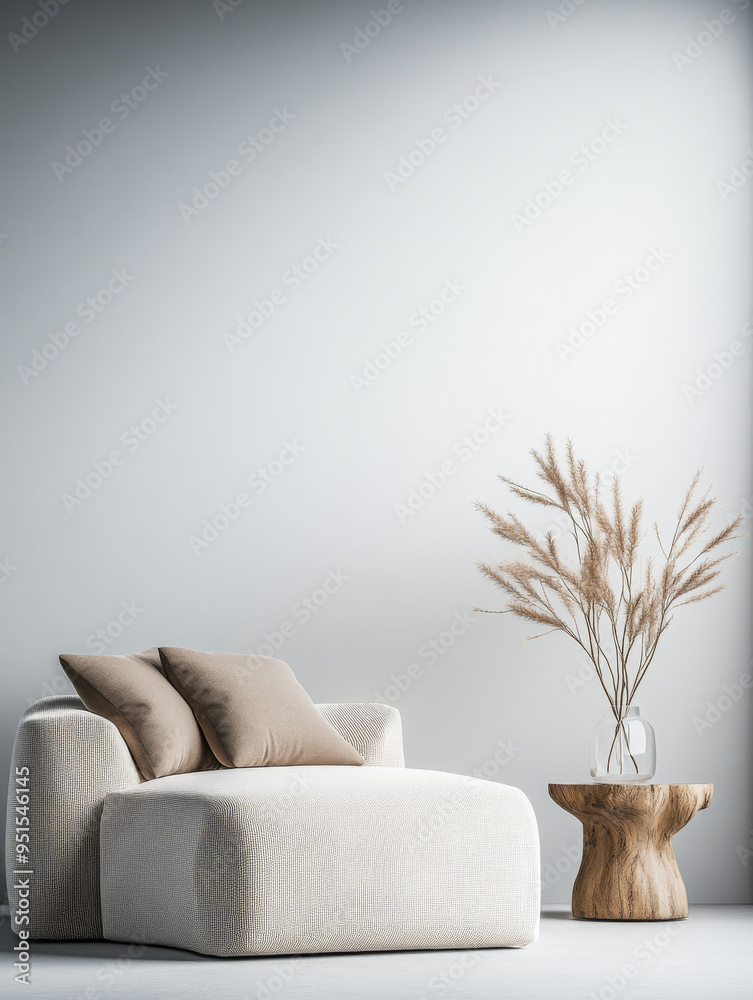 Relaxing interior design composition living room corner with minimal furniture and natural lighting. Serene home interiors concept image. Relaxing interior design composition living room corner with minimal furniture and natural lighting. Serene home interiors concept image.