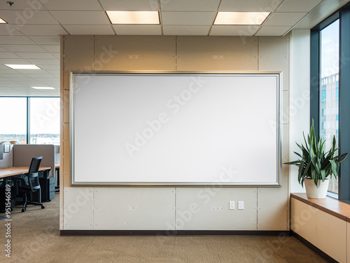 Blank Billboard Mockup on the Wall office