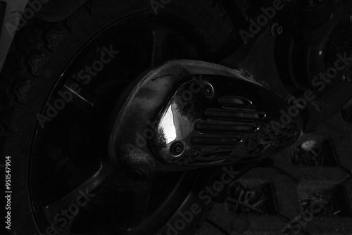 black and white motorcycle exhaust in the city
