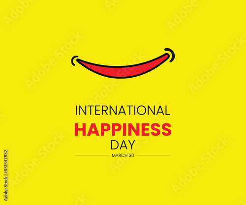 World Happiness Day with Smiling Face Flat Cartoon Background Hand Drawn Templates Illustration 