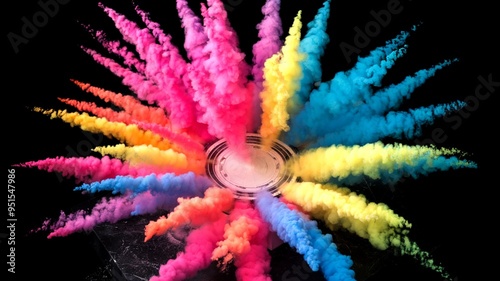 Explosion of colored powder on black background

