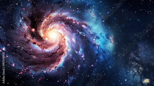 Fototapeta Naklejka Na Ścianę i Meble -  Spiral Galaxy with Fibonacci Spiral