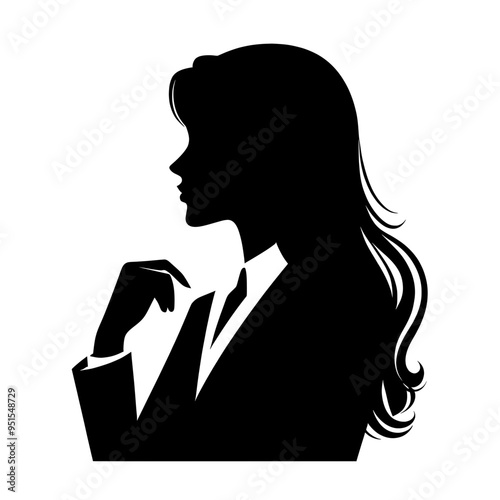 Black vector silhouette of a businesswoman isolated on a transparent background - Business concept