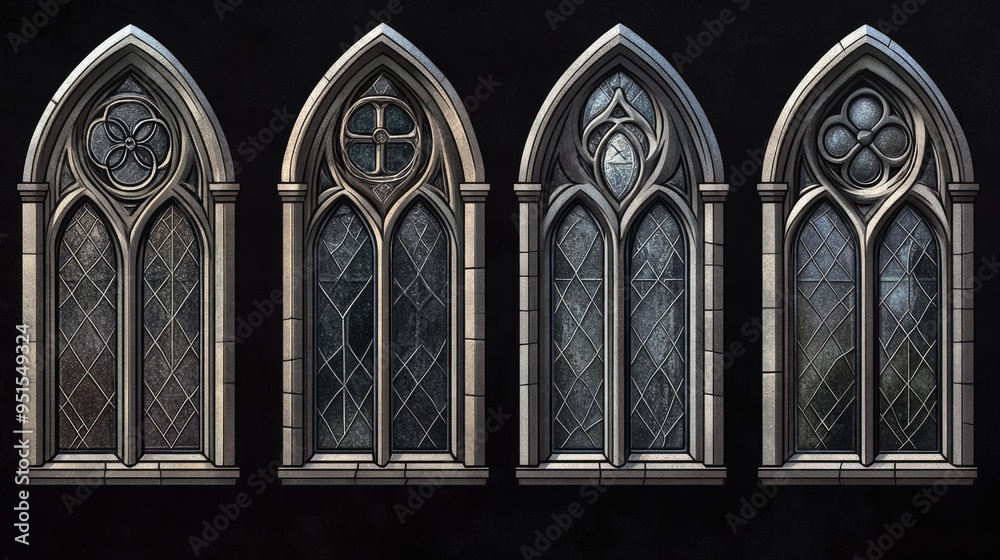 Naklejka premium Gothic Stained Glass Windows