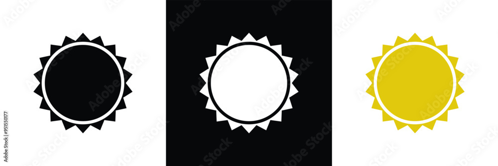 Sun icons vector isolated on white background. Shine sun ray set. Sunshine vector sign. Sunset icon collection. Abstract art in eps 10.