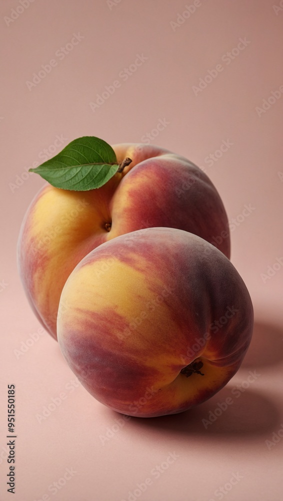 Hyper-realistic peach illustration with soft hues and pink background. Hyper-realistic peach illustration with soft hues and pink background.
