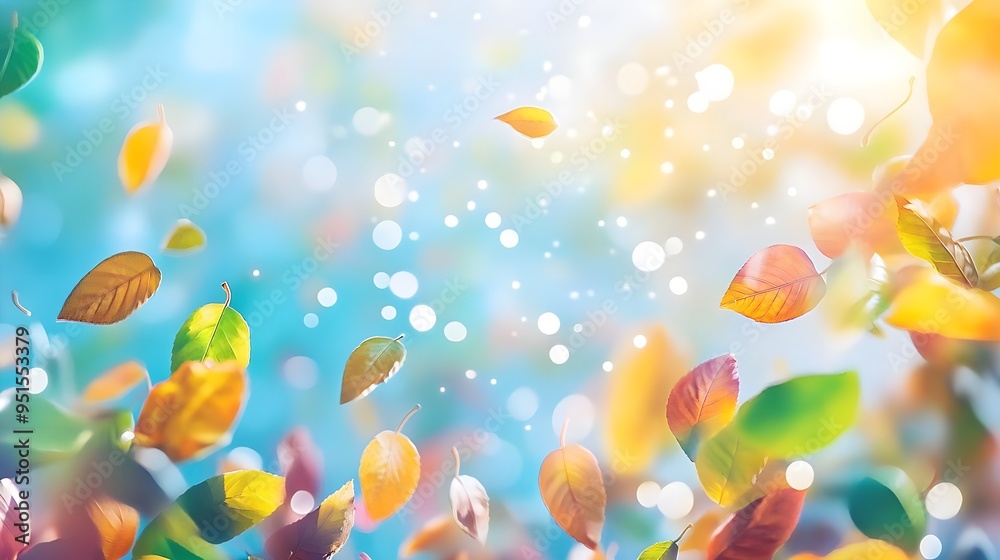 Autumn Leaves Falling, Bokeh Background