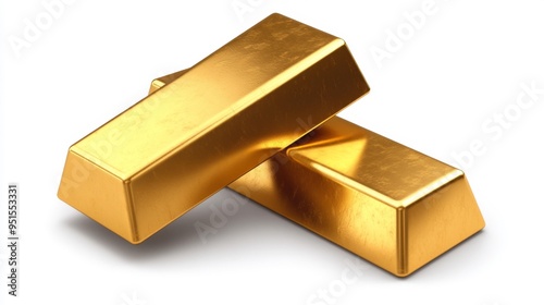 Shiny Gold Bars Isolated on White Generative AI