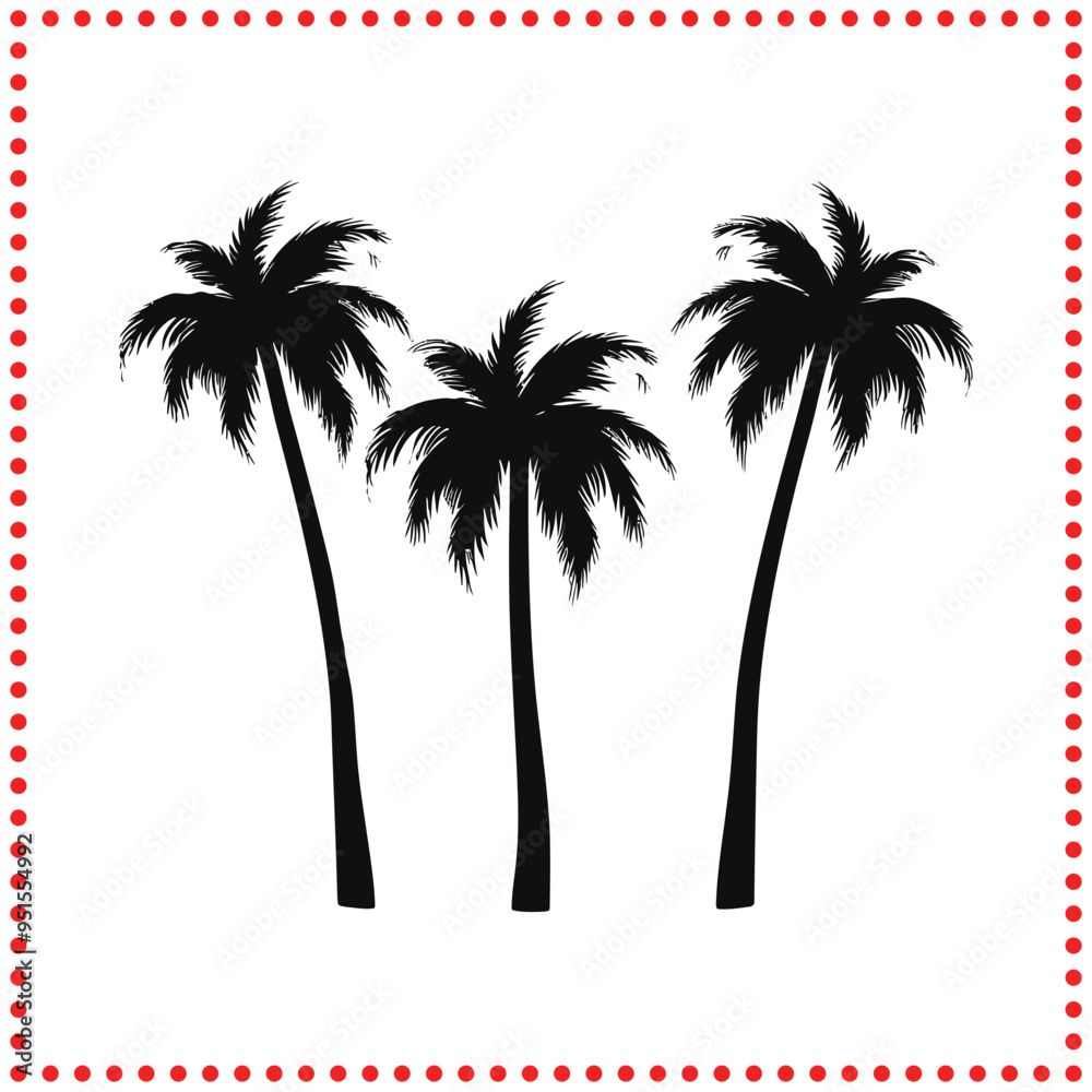Stylized Tropical Palm Tree Silhouette Vector Ideal for Resort Logos, Coastal Graphics, and Beach Branding Stylized Tropical Palm Tree Silhouette Vector Ideal for Resort Logos, Coastal Graphics, and Beach Branding