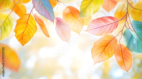 Autumn Leaves Nature Background - Soft Colors, Blurred