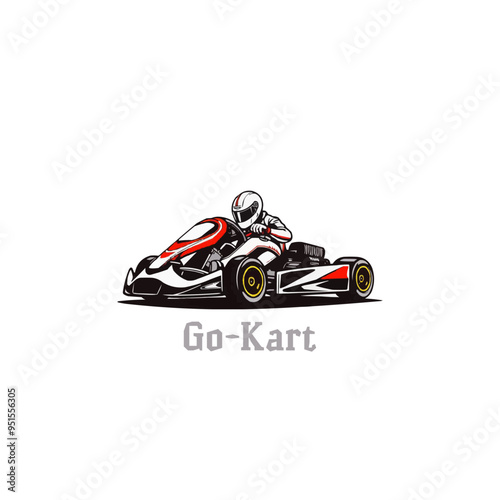 Karting Vector logo design template. Go Kart racing illustration, good for event logo, t shirt design and racing team logo 