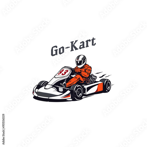 Karting Vector logo design template. Go Kart racing illustration, good for event logo, t shirt design and racing team logo 