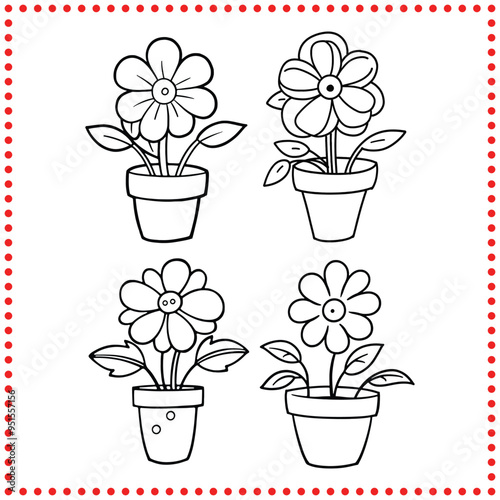 Adorable Flower Pot Silhouette Vector   Ideal for Kids Crafts, Nursery Decor, and Playful Design Projects