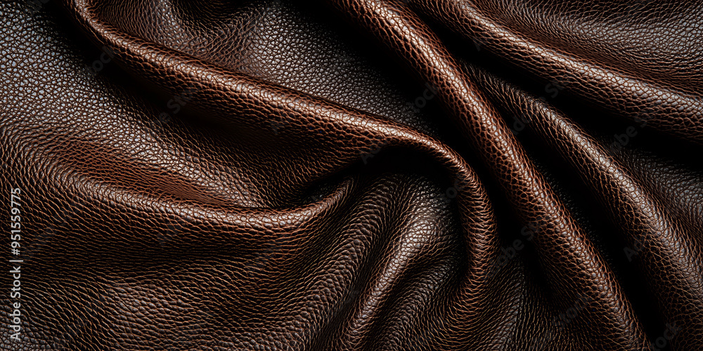 Fototapeta premium A close-up of rich brown leather material, emphasizing its texture and shine