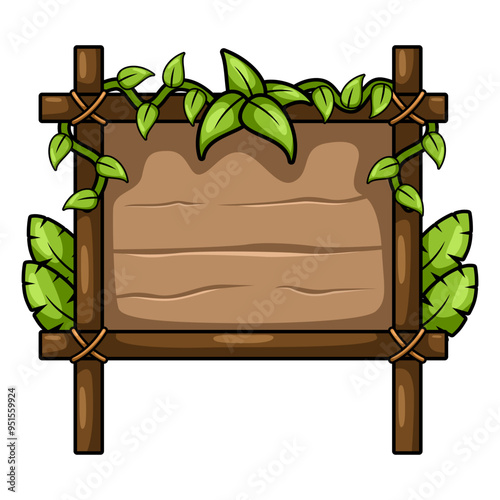 wood frame nature with leaf illustration