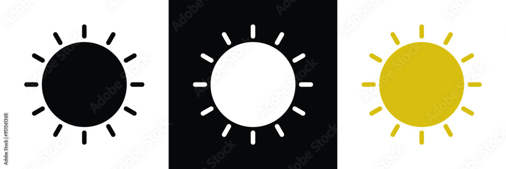 Sun icons vector isolated on white background. Shine sun ray set ...