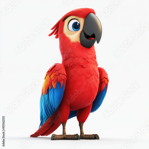 3D cartoon, a parrot. on a solid white background photo