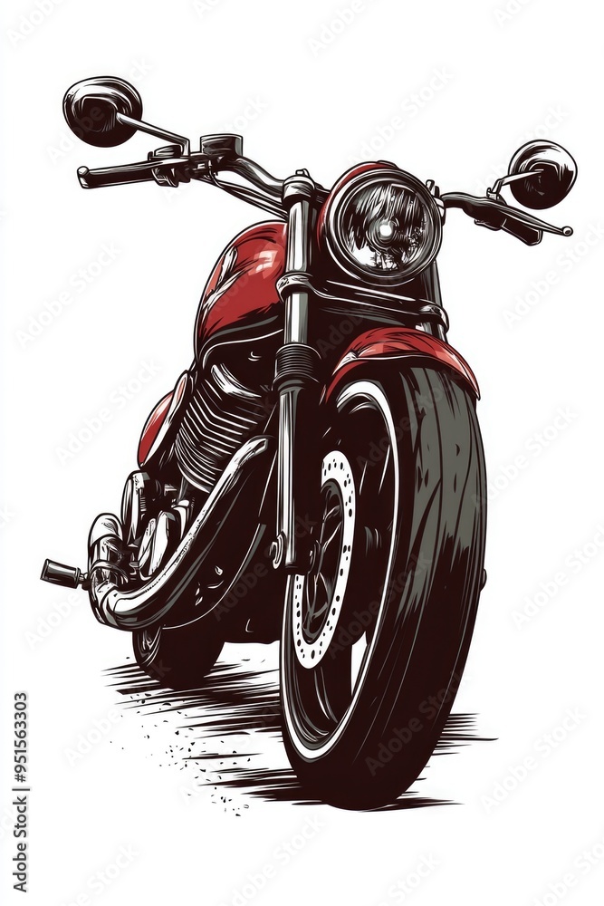 Fototapeta premium Red Motorcycle on White Background