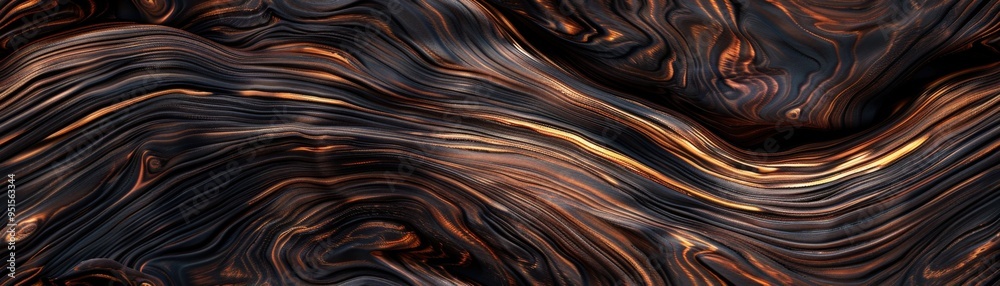 Obraz premium Abstract dark wooden texture with vibrant flowing patterns, ideal for background, design, and modern artistic concepts.