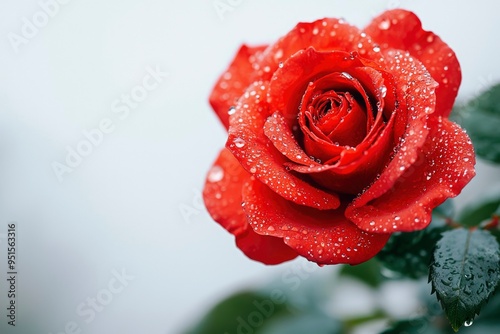 Close-up of a Red Rose with Water Droplets