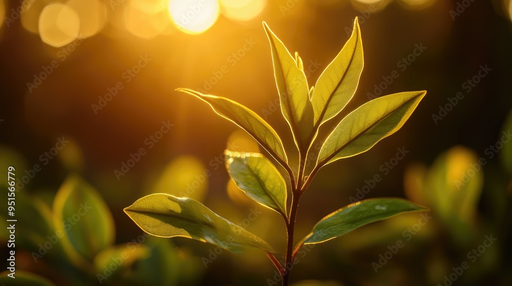 Close Up of a Young Plant Bathed in Morning Light Close Up of a Young Plant Bathed in Morning Light
