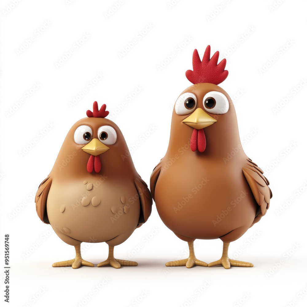 Fototapeta premium 3D cartoon, a cute hen. on a solid white background
