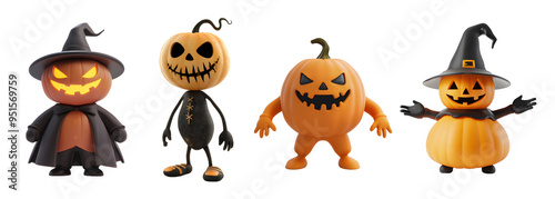 Halloween day trap character figure toy isolated on a transparent PNG background, white background , cut out, clipping path, Generative Ai photo