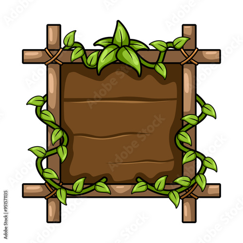 wood frame nature with leaf illustration