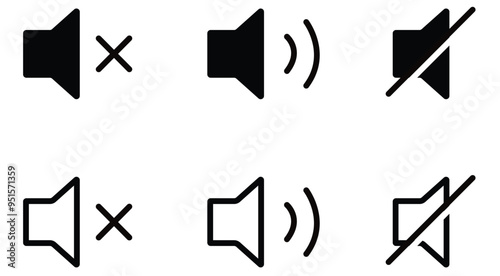 flat style speaker, sound, volume icon set vector symbol , low and hight level and mute volume speaker icon for web and apps