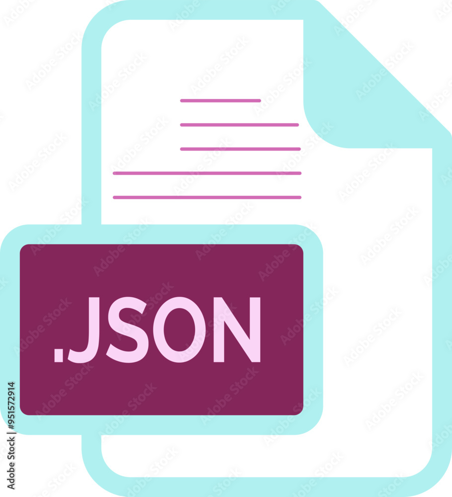 JSON File extension icon color fill rounded corners inside transparent ...