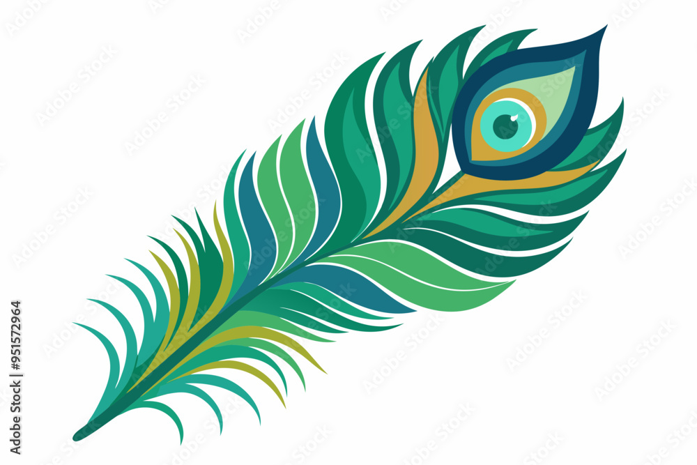 Obraz premium Peacock feather vector illustration 