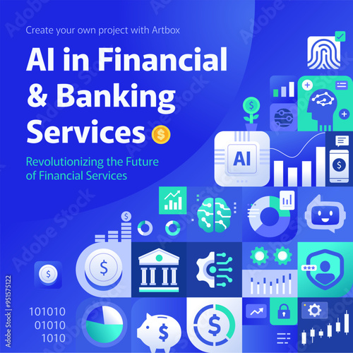 Ai in Financial and Banking Services  Square Banner Background