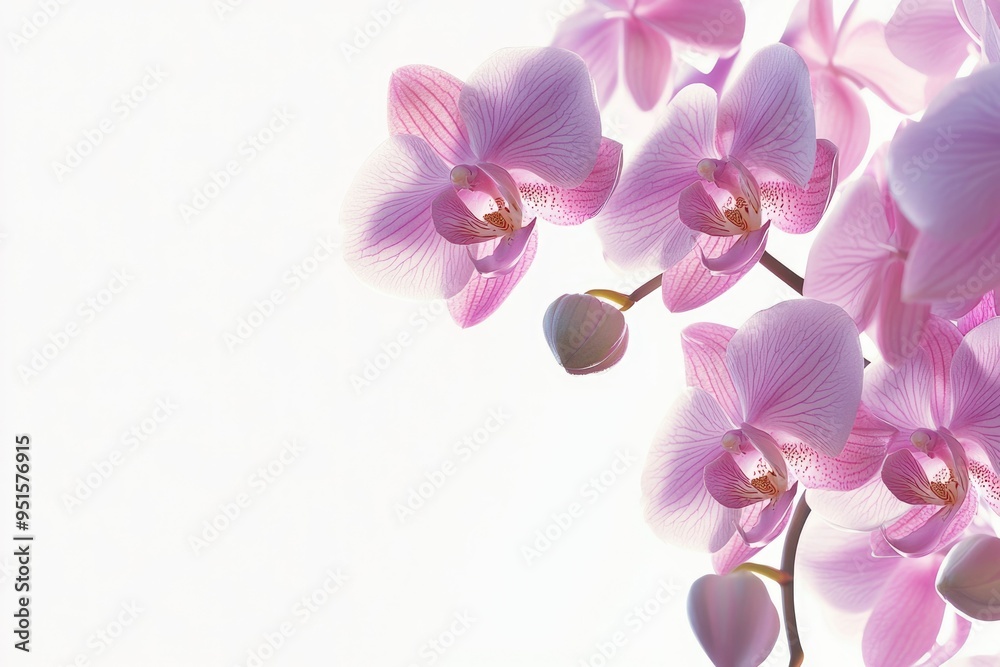 Delicate Pink Orchids with White Background Delicate Pink Orchids with White Background