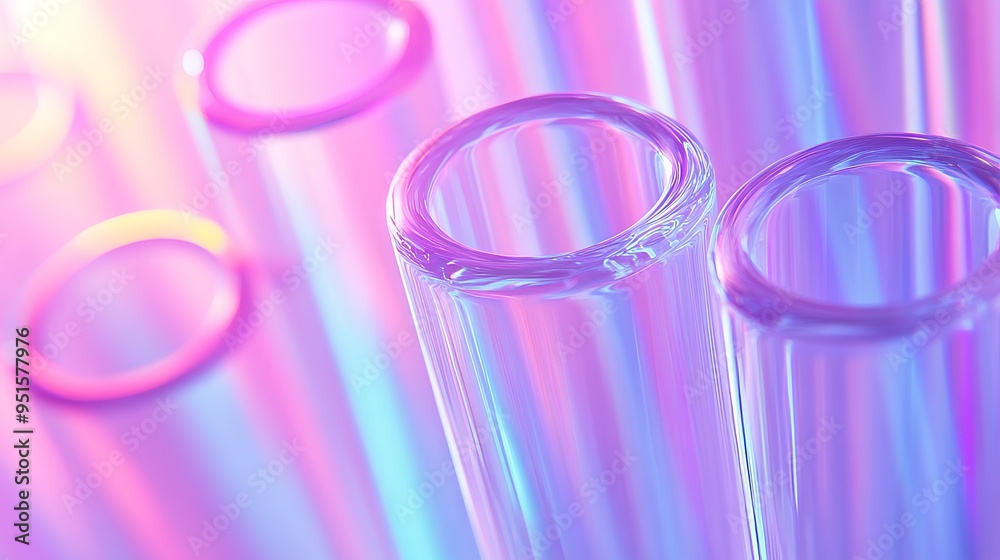 Colorful test tubes illuminated under soft purple and blue lighting Colorful test tubes illuminated under soft purple and blue lighting