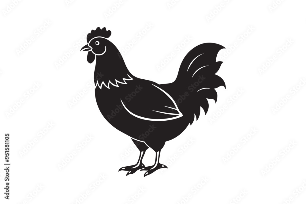 Chicken silhouette vector illustration, Chicken silhouette vector, Chicken silhouette line art Chicken silhouette vector illustration, Chicken silhouette vector, Chicken silhouette line art