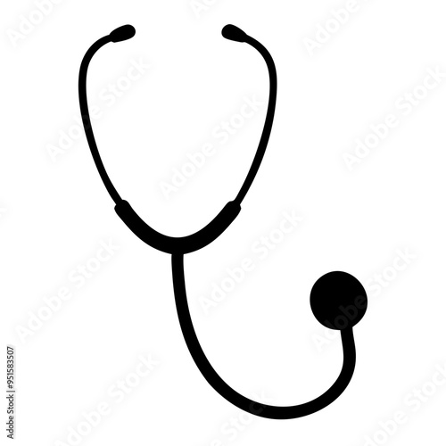 stethoscope Icon vector art illustration black color, Medical Icon vector silhouette