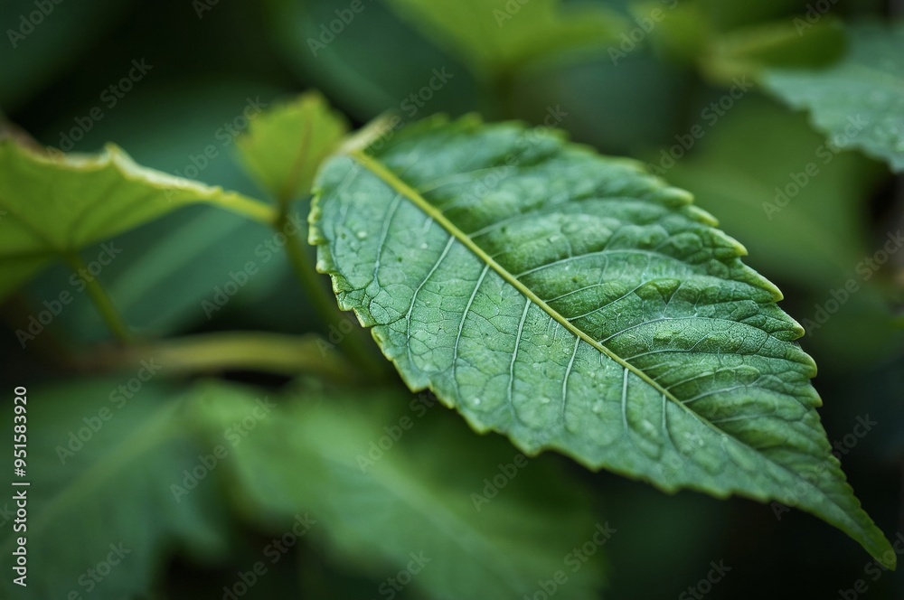 Close-up of dew-covered green leaf Close-up of dew-covered green leaf