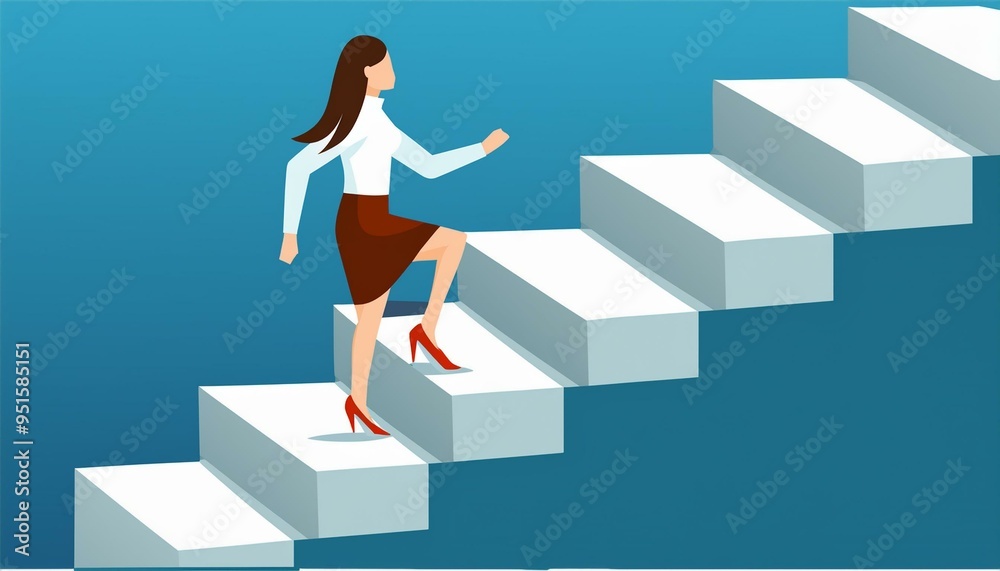 Vector concept showcasing dynamic career advancement, featuring confident business woman in professional skirt, embodying ambition, growth, success, determination, leadership, achievement, innovation, Vector concept showcasing dynamic career advancement, featuring confident business woman in professional skirt, embodying ambition, growth, success, determination, leadership, achievement, innovation,