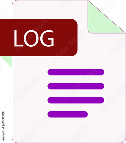 LOG File icon with folded style document