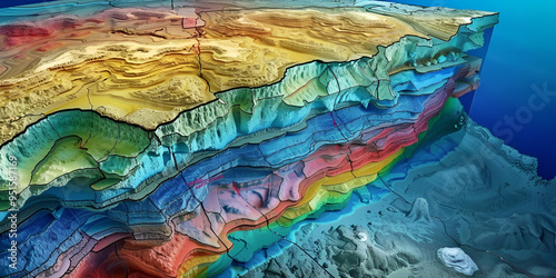 Colorful Geological Cross Section of Earth's Layers