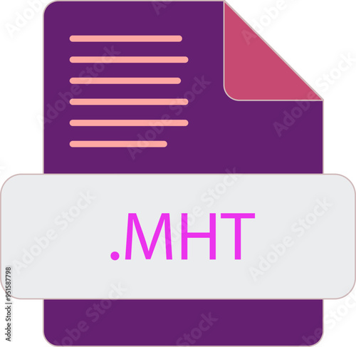 MHT File extention icon old minimal color fill photo