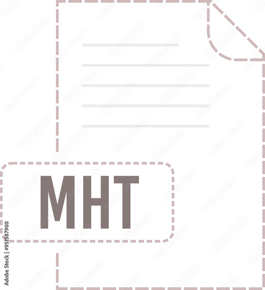 MHT File format icon dashed outline MHT File format icon dashed outline